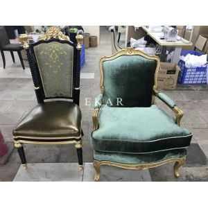 Fabric Leisure Antique Arm Wood Relaxing Chair