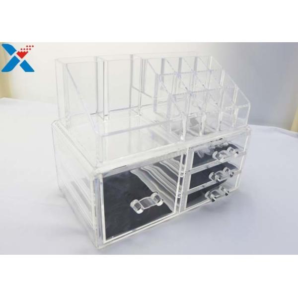 Rectangle Acrylic Makeup Drawer Organizer / Acrylic Cosmetic Organiser ROHS Approved