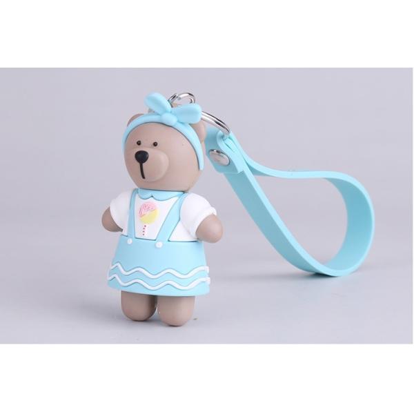 Custom Cute Soft PVC Rubber Teddy Bear Miniature Key Chain Souvenir For Sale