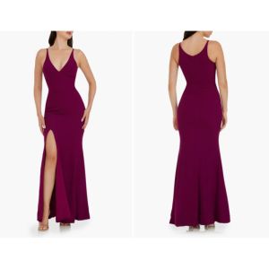 Stunning Sleeveless Royal Blue Satin Long Evening Dress Front Split Slit