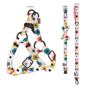 Custom Logo Collar Leash Harness Set Polyester Dog Harness Leash