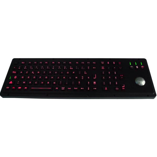 Black Stainless Steel Metal Industrial Keyboard With Trackball Backlight