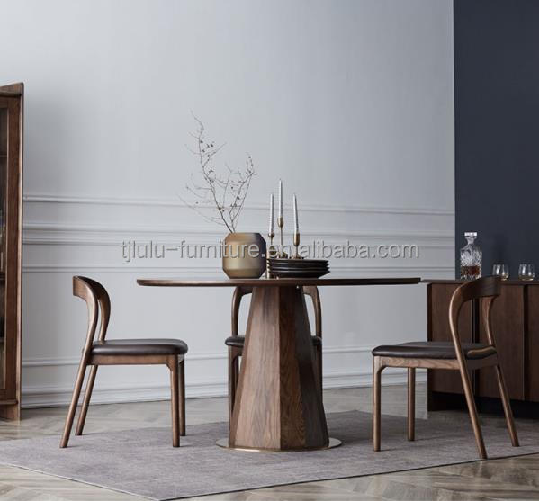 Modern Bent Backrest Solid Wood Stackable Leather Upholstered Dining Chair with Curved Backrest Design