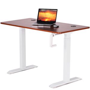 Quality Commercial Furniture Modern Design Brown Wooden Manual Standup Desk for Small Office for sale
