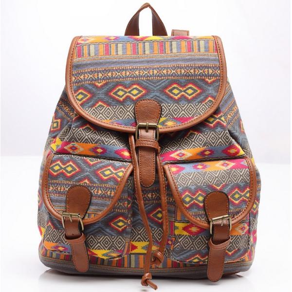 New wave canvas printing leisure backpack schoolbag travel Female