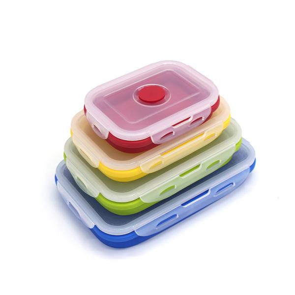 Buy Collapsible Silicone Children Bento Box With Plastic Lid at wholesale prices