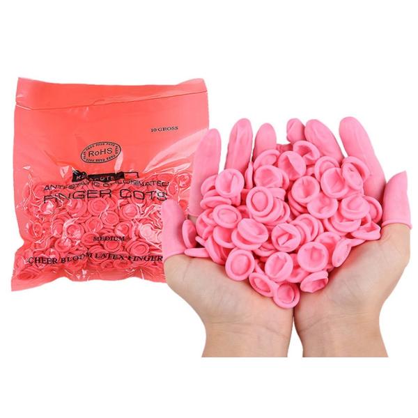 Buy Cleanroom Tattoo Medical Supplies Finger Cots Anti Slip Pink Natural Latex at wholesale prices