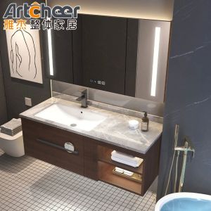 Waterproof Rectangle Bathroom Vanity Units / Cabinet Set With Sink And Side