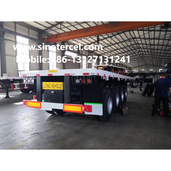 Buy 70t Flat Bed Semi Trailer 4 Axles White at wholesale prices