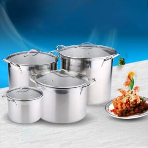 Quality Factory Price Silver Large Capacity Cookware Stew Pots Cooker Stainless Steel Heavy Duty Cooking Pots for sale