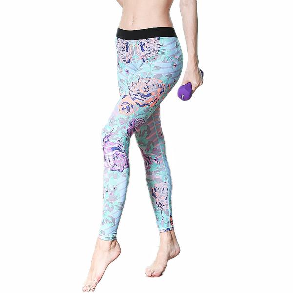 CPG Global Women's Gyg Legging Sport Running Pants Yoga Floral Blue Print High Quality HK17
