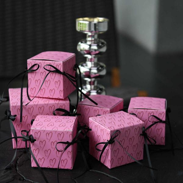 Buy Custom Heart Pattern Gift Box with Ribbon Wedding Valentine Packaging at wholesale prices