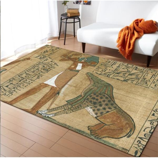 Ethnic Ancient European Flower Pattern Living Room Floor Mat Polyester Fiber