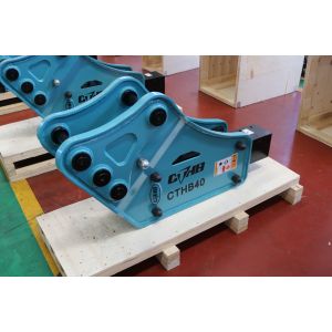 Quality Chisel Diameter 68mm Banana Type Rock Breaker Yakai CTHB40 Hydraulic Breaker Installed on JCB 3CX Backhoe Loader for sale