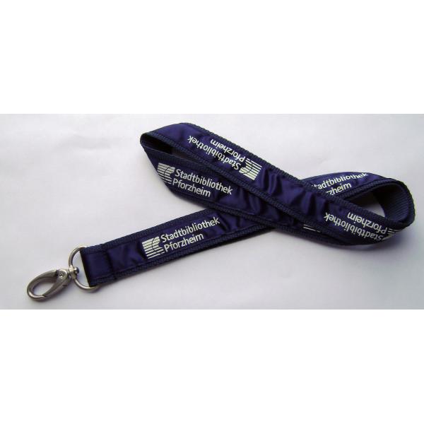 Nice Looking Blue Logo Dye Sublimation Lanyards Flat Polyester Material