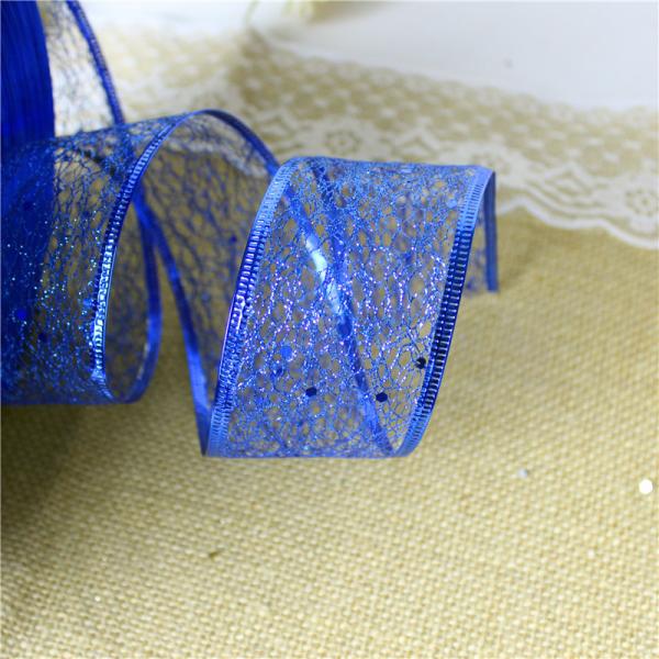 Metallic Organza Mesh Ribbon For Christmas Holiday Decoration Glitter Wired Edge Ribbon