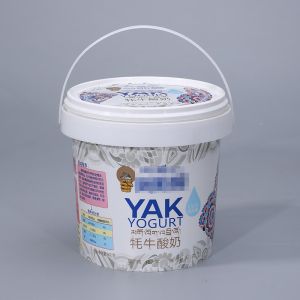Custom IML Print Logo 1L Round Plastic Bucket for Yogurt Chocolate Spread and