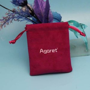 Safe Packaging Drawstring Jewelry Bag Closure Customized Logo Suede Pouch