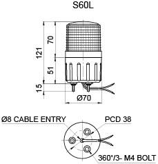 LED Steady/Flashing Signal Ø60mm Improving Visibility by Employing Special