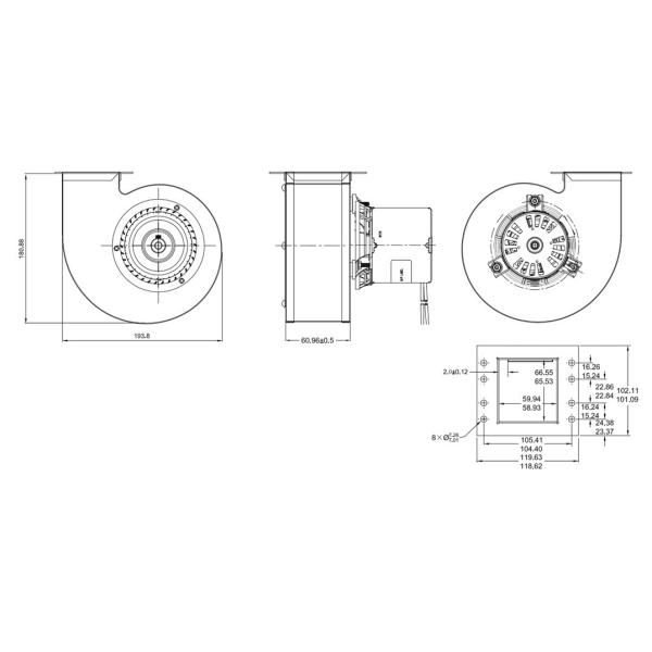 95W 115V Convection Fan Pellet Stove Exhaust Motor Air Fireplace Blower Motor UL Agency