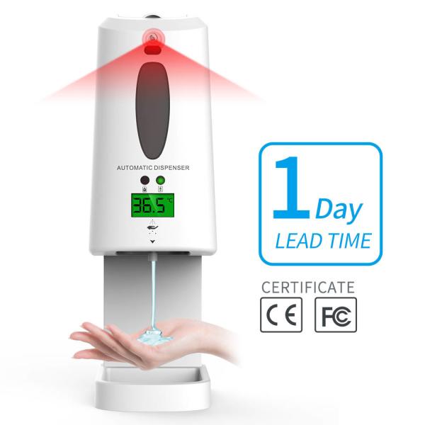 Buy ABS Material White Color 1300ml Hand Sanitizer Dispenser With Thermometer at wholesale prices