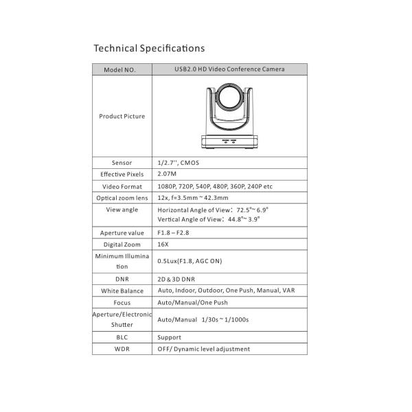 12x Optical Zoom Video Conference Collaboration System for Video Output in Business