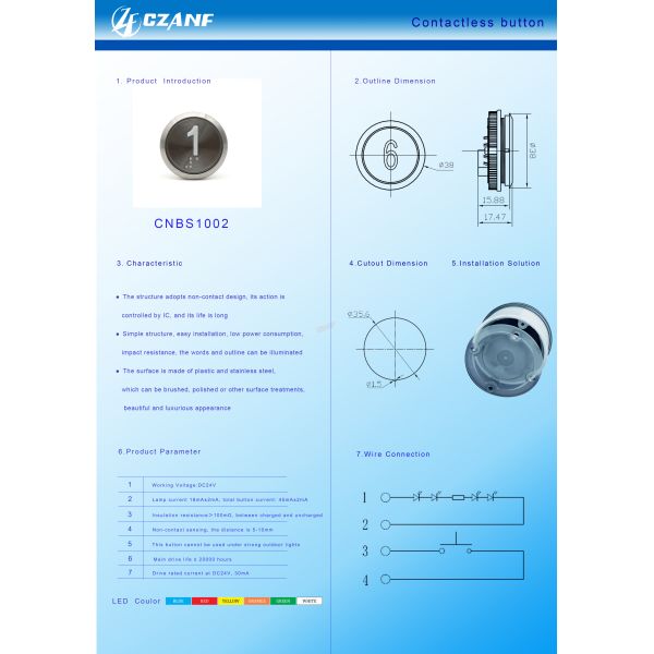 Stainless Steel Capacitive Non-Touch Elevator Touchless Button with DC 12V 24V for Safe Elevator Operation