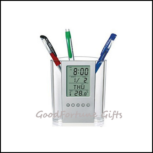 Buy LED Display Calendar Pen Holder Printed Logo Customizable For Corporate Gifts at wholesale prices