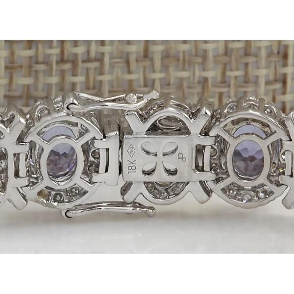 24.70 CTW Natural Tanzanite And CZ Bracelet In 14K Solid White Gold