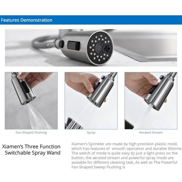 Buy CUPC 18/10 Stainless Steel Kitchen Water Faucets With Extendable Hose at wholesale prices