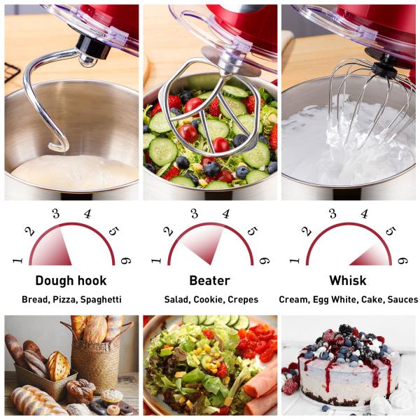 Multifunctional 5L Kitchen Stand Mixer with 6-Speed Setting and Variable Speed Function