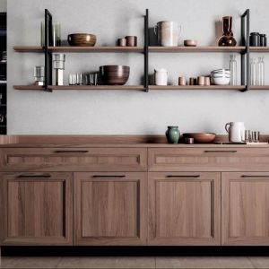 Whole Miniature Solid Wood Brown Color Kitchen Cabinets Set For Villa