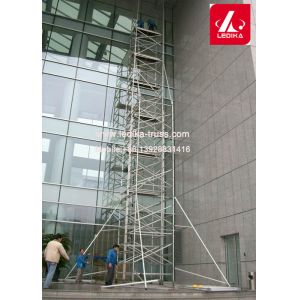 12m Height Movable Aluminum Scaffolding Tower Black Silver Color