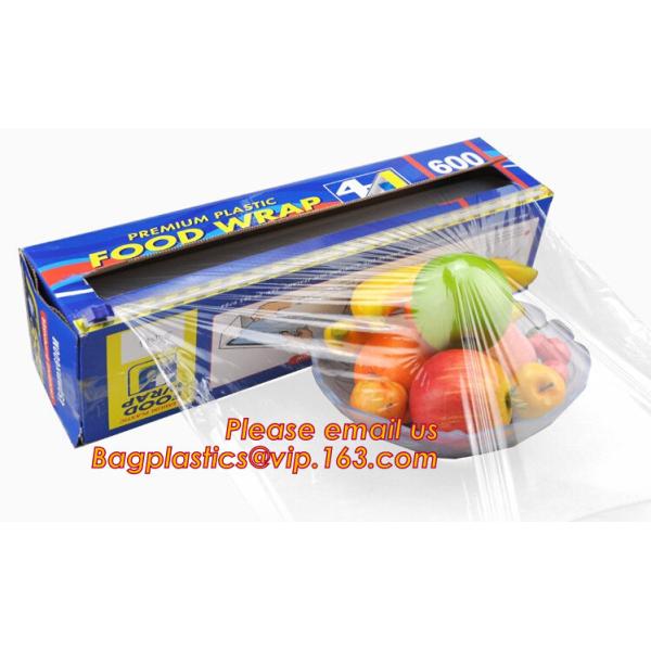 Buy Extended plastic cling wrap pe pvc food film with customized logo, wholesale clear PE food grade kitchen at wholesale prices