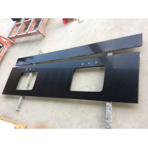 Mirror Black Engineered Stone Kitchen Countertops With Polished Surface