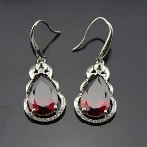 925 Silver Pear Shaped Yellow Citrine Cubic Zirconia Dangle Drop Earrings