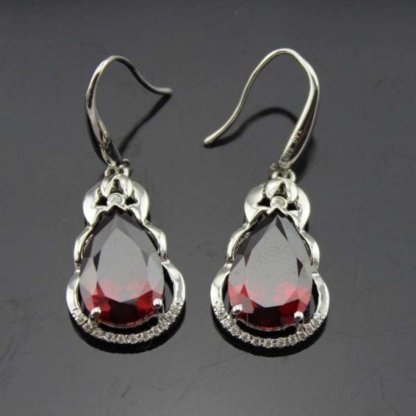 925 Silver Pear Shaped Yellow Citrine Cubic Zirconia Dangle Drop Earrings(PSJ04034)