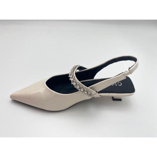 Women fashion white pointy rhine-drill stiletto heels in summer