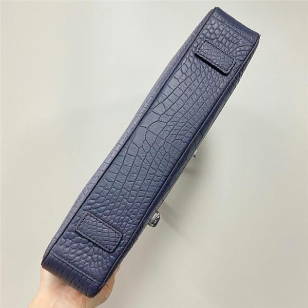 Authentic Crocodile Belly Skin Matt Finish Navy Blue Businessmen Briefcase Purse Genuine Alligator Leather Male Handbag