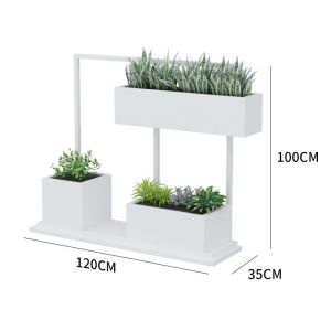Garden white large outdoor flower pots stand and planters set
