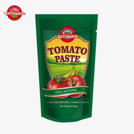 200g Stand-Up Sachet Of Tomato Paste Complies With ISO HACCP And BRC Standards