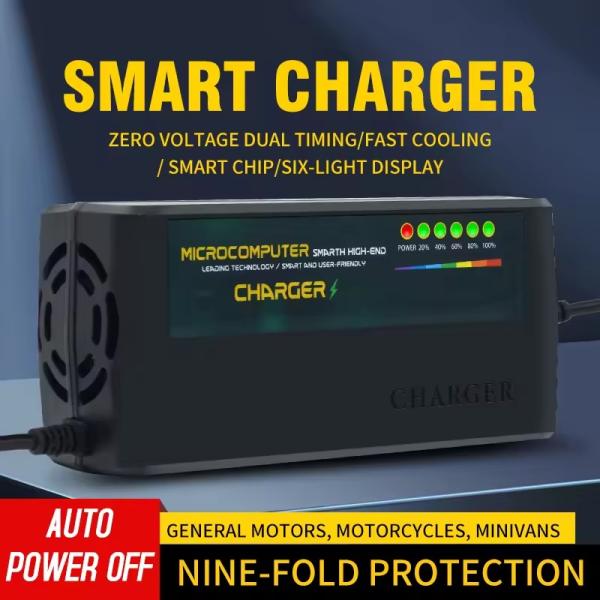 Intelligent Electric Vehicle Lead Acid Battery Charger 60v 30ah 72v 40ah Automatic Pulse E-bike Charger With Power Display
