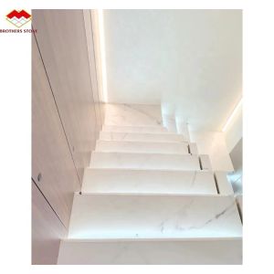 Glossy Anti Slip Artificial Stone Stairs Tiles for Indoor Straight Stair Modern