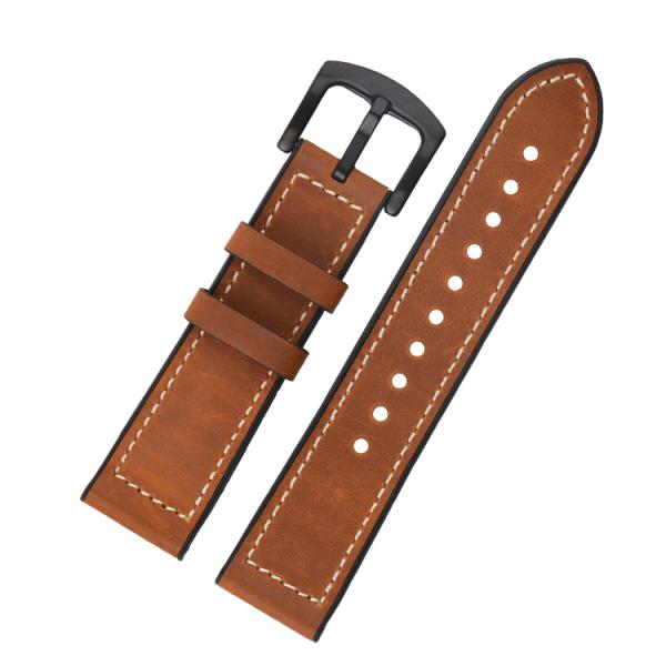 Double Color Italian Leather Watch Band 22mm / 24mm Width