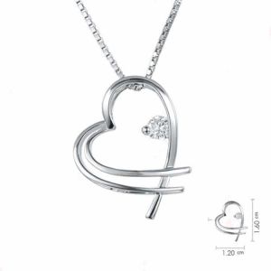 Women White Gold with Diamonds Love Heart Pendant Necklace (GDN015)