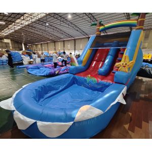 Commercial Grade PVC Inflatable Water Slide Combo With Pool