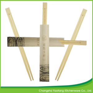 Disposable Nature 24cm Twins Bamboo Chopsticks ; Open Paper Packing
