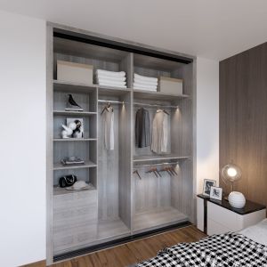 Matt Grey Modern Built In Sliding Wardrobes180cm E1 Standard Chipboard