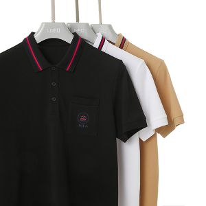 Custom Logo Embroidery Men's White Black Cotton Polo Shirts for Skin-friendly