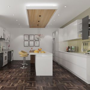 European Style Custom Lacquer Acrylic Finish Solid Wood Kitchen Cabinet